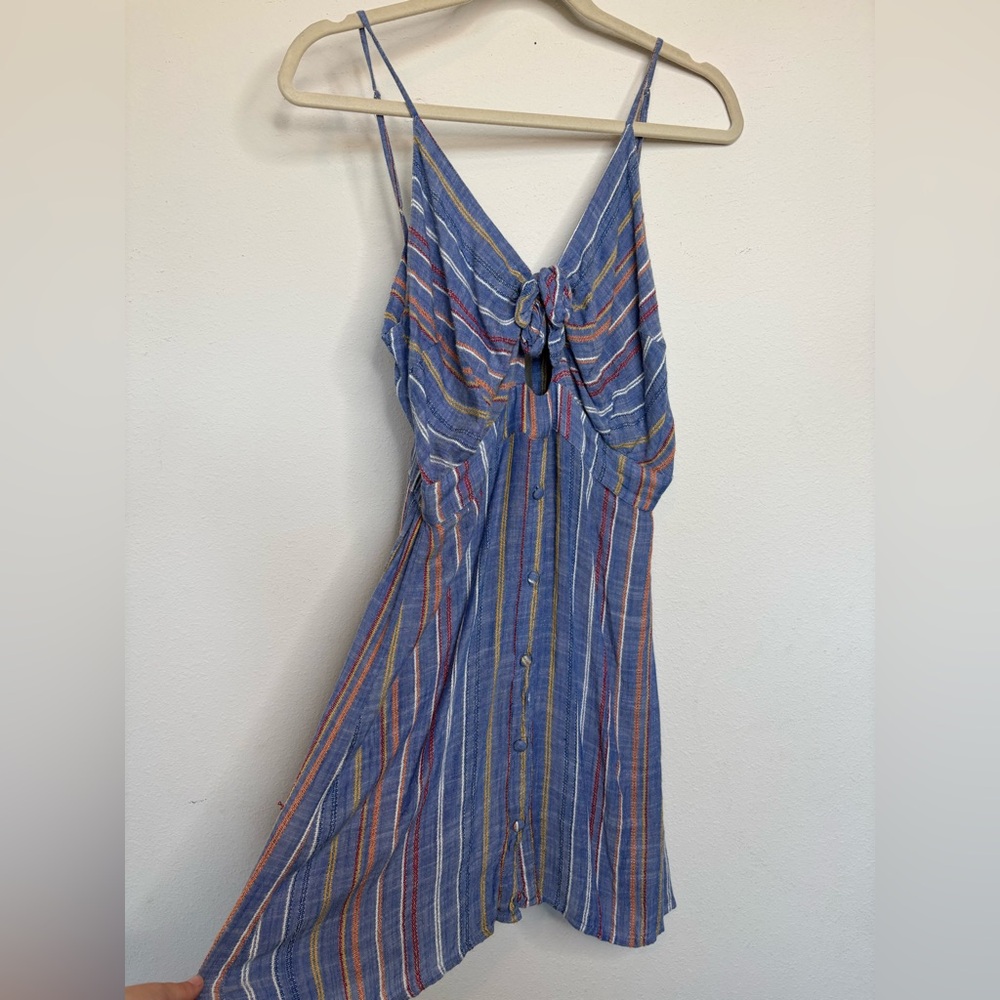 Big WaterBlue Sky Striped Blue and Orange Mini Dress